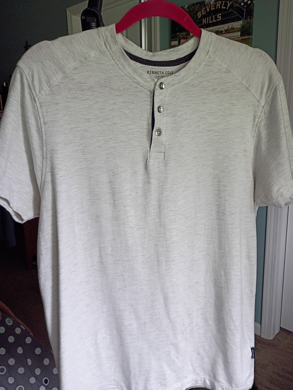 Kenneth Cole Men’s Short Sleeve Henley Shirt in Light Gray